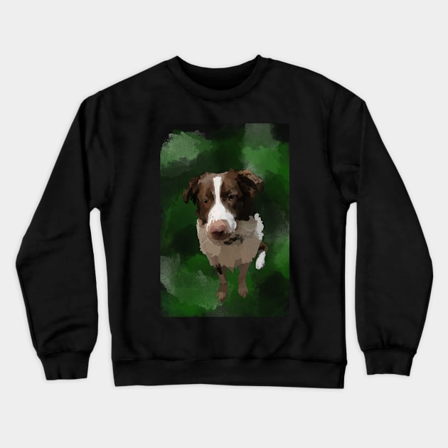 Australian Shepherd sitting Crewneck Sweatshirt by byEstherReid